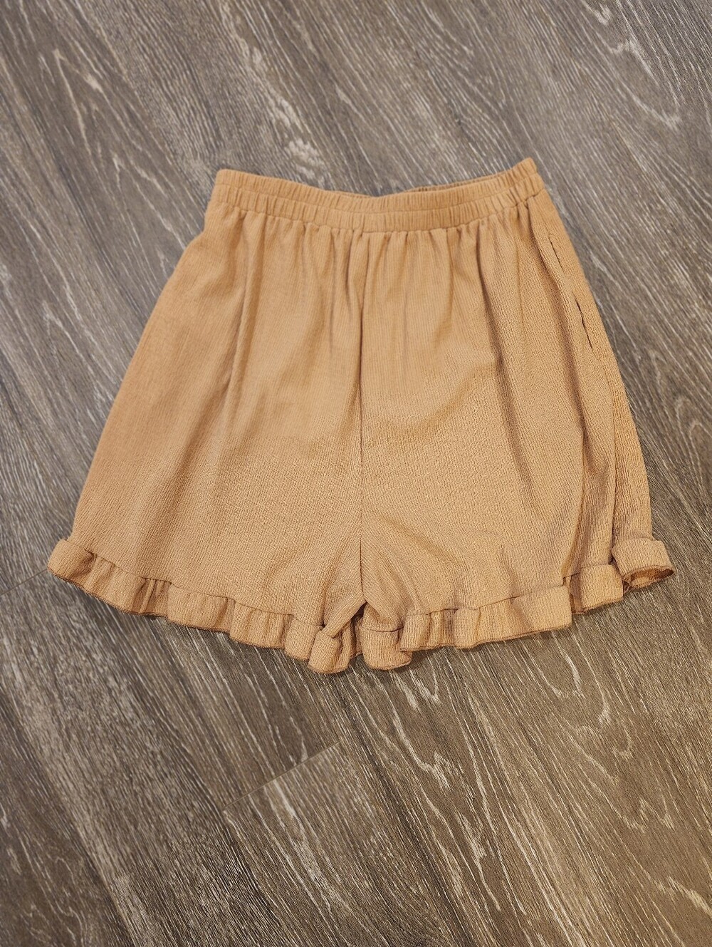 Lularoe Simply Comfortable Ruffle Light Brown Elastic Shorts Size Medium NEW - Picture 4 of 7